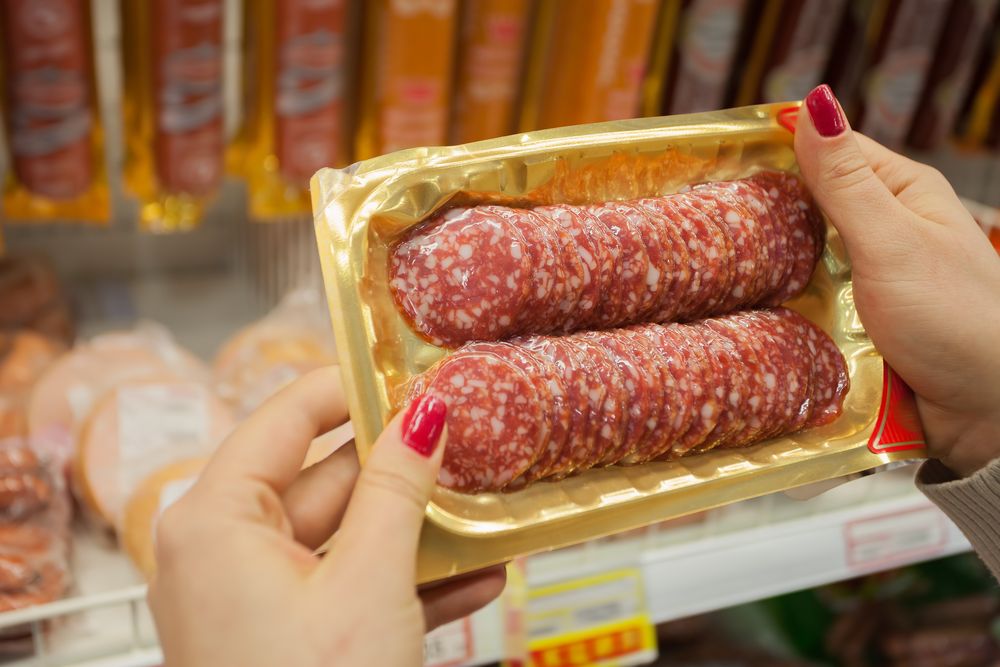 sausage packed in a plastic bag